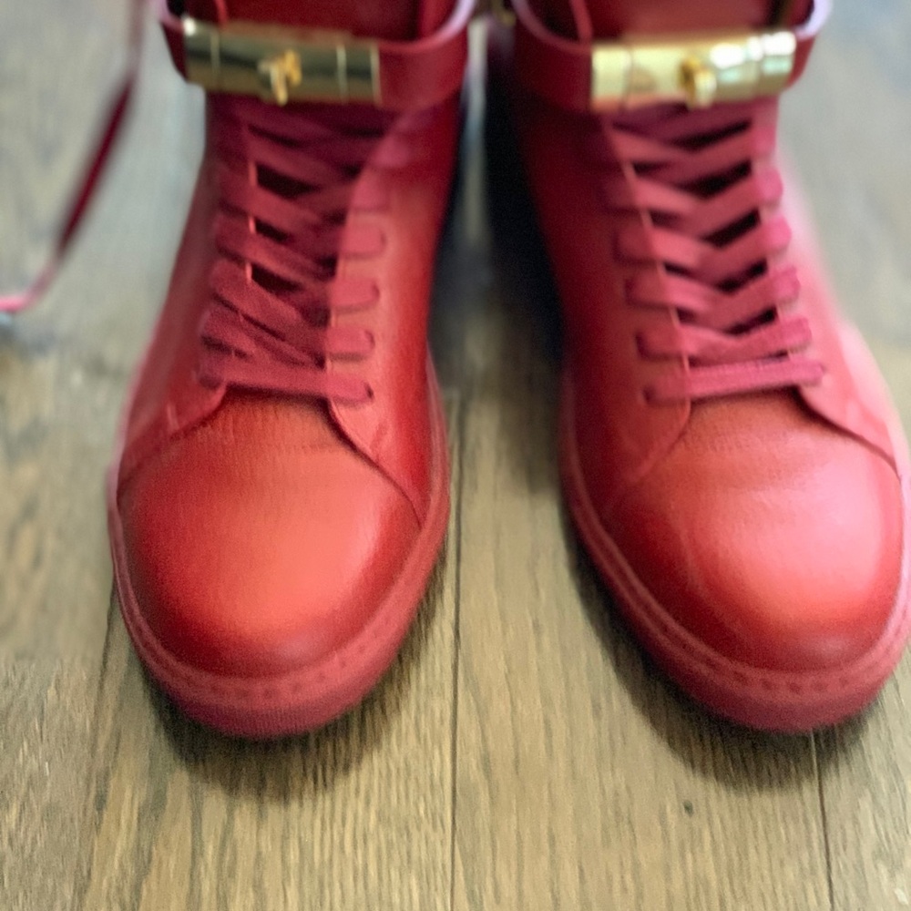 Buscemi Red Sneakers with Gold Details